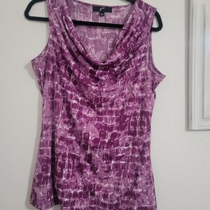 GNW Purple Patterned Sleeveless Blouse